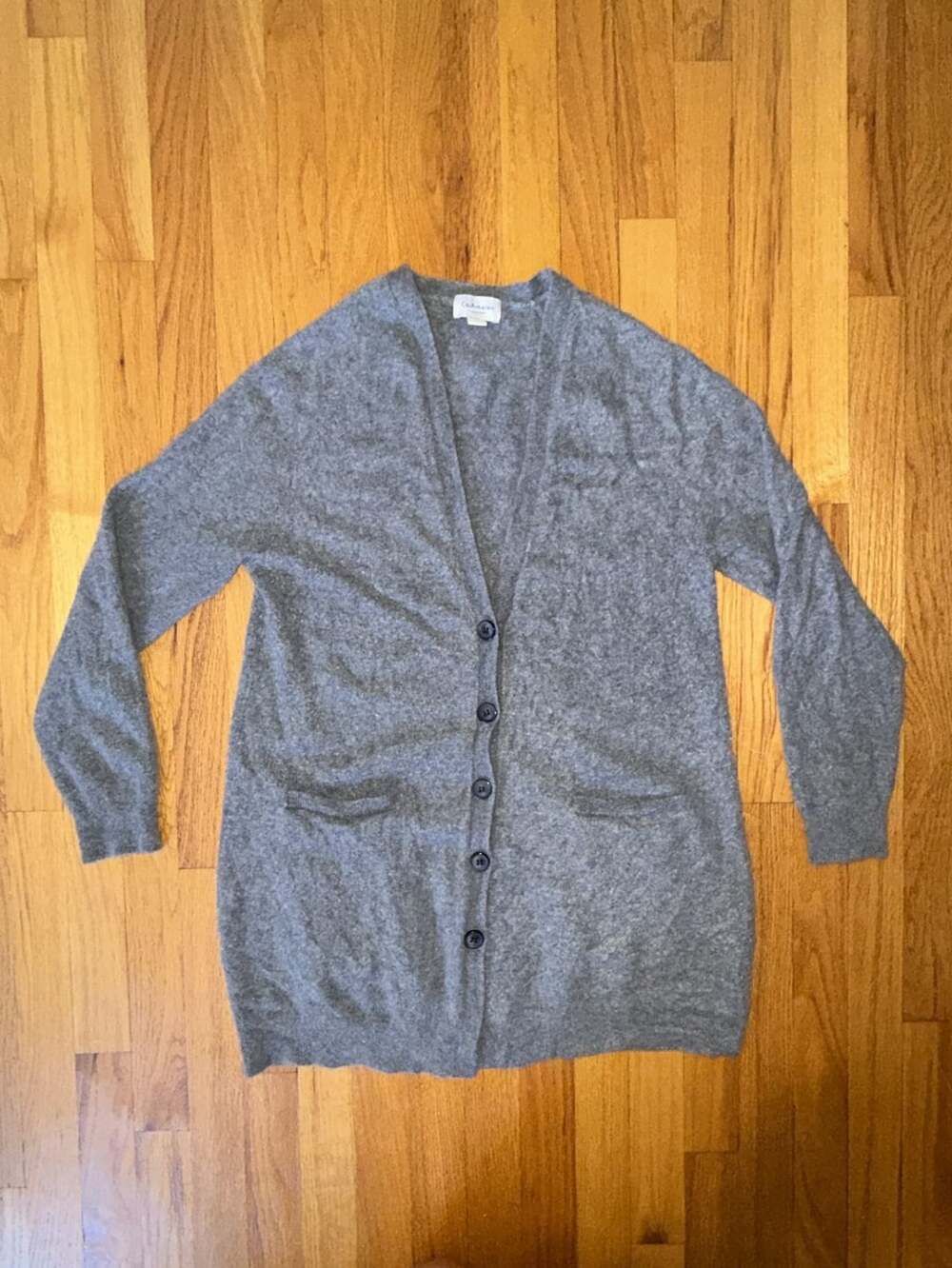 Cashmeren Women’s Gray Cardigan Long Sleeve 100% Cashmere Knit Size L